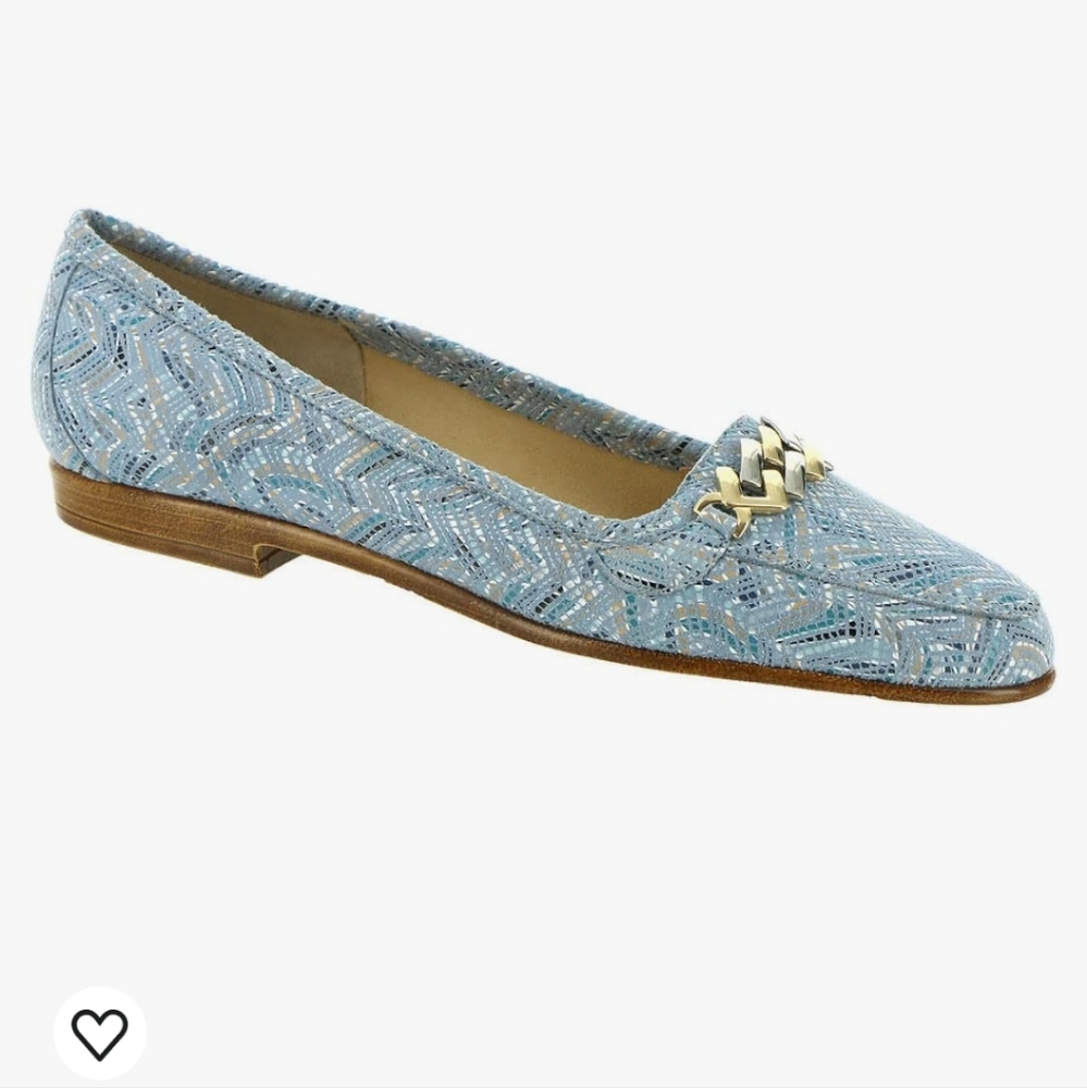 Amalfi by Rangoni Oste Leather Loafer Sky-Blue Navajo Slip-On Flats Size 9